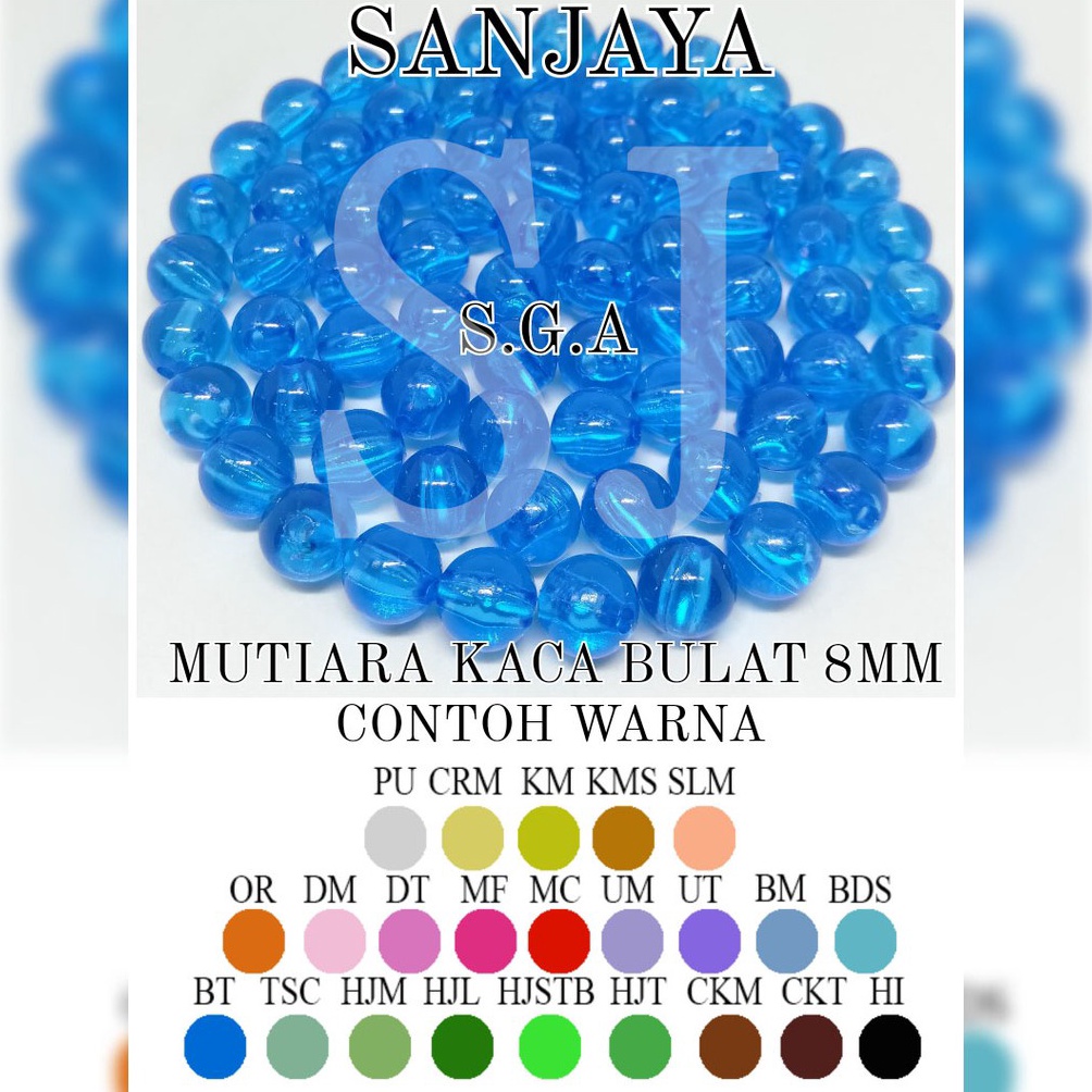 Manik Kaca  Mote Kaca  Manik Bulat  Mote Bulat  Mote Kaca Bulat  Mutiara Kaca Bulat 6mm  8mm ART A6A