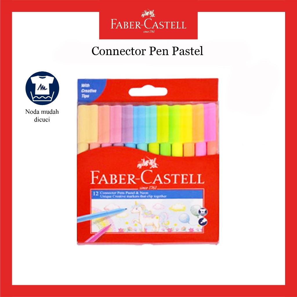 

Arm Konektor Pen Faber Castell / Spidol Warna Set 12 Warna Neon Pastel / Connector Pen Pastel Neon