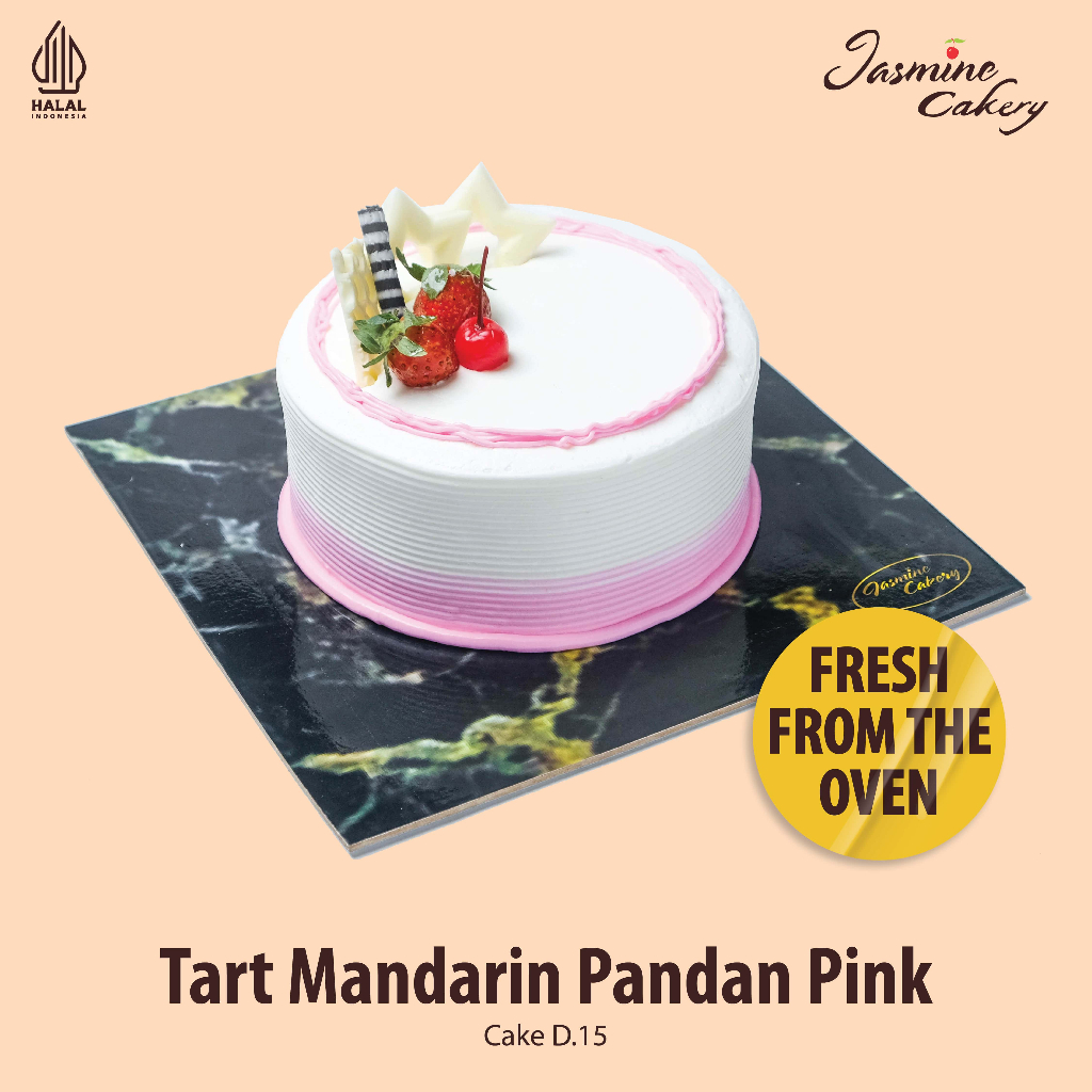 

Kue Tart Mandarin Pandan Diameter 15cm Pink (Tart JC-14)