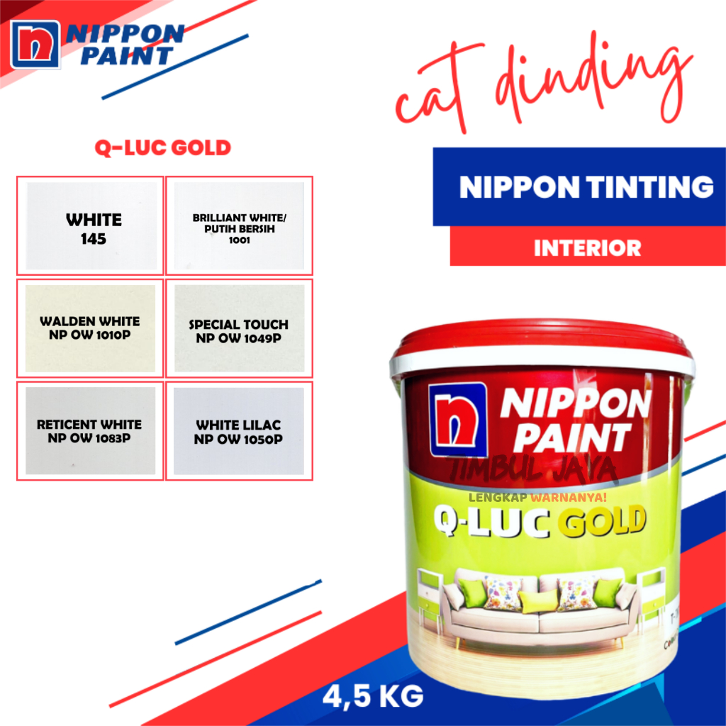 Cat Tembok NIPPON QLUC GOLD 4,5Kg PUTIH / qluc nippon paint / cat qluq / cat tembok qilux cat qilux / qluc putih / cat tembok putih / cat nipon putih q-luc