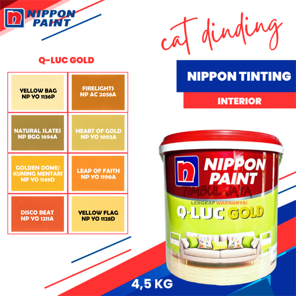 Cat Tembok NIPPON QLUC GOLD 4,5Kg KUNING / qluc nippon paint / cat qluq / cat tembok qilux cat qilux / cat nipon kuning qluc / cat tembok kuning nippon