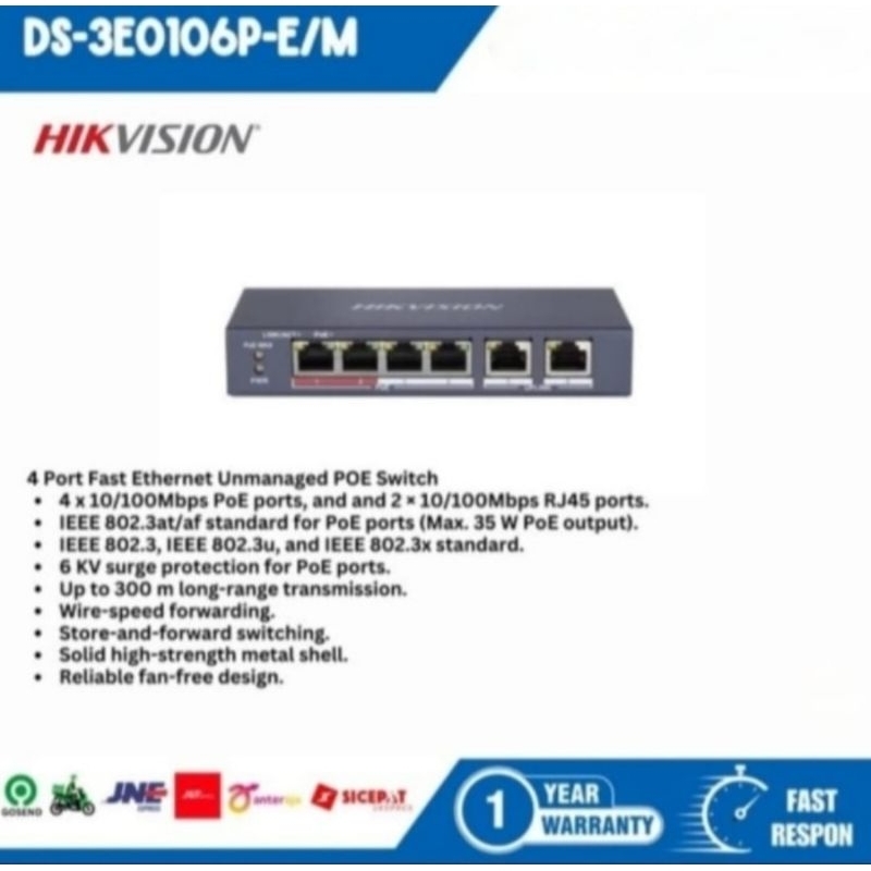 Hikvision Switch Hub POE 3E0106P EM