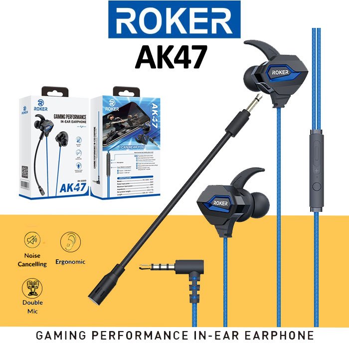 ROKER AK47 Headset Gaming Earphone With Mic Extra Loud BASS