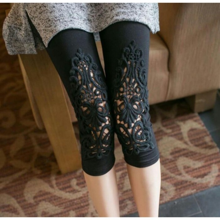 Ay00 BISA Legging 7per8 Renda Abu Import Legging Wanita Legging Legging Terbagus