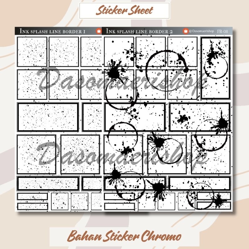 

Ink Splash Border Sticker For Journal / Scrapbook