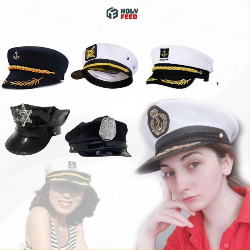 Topi Sailor Kapten Laut Topi Captain White Yacht Navy Skipper Sailor Military Nautical Hat