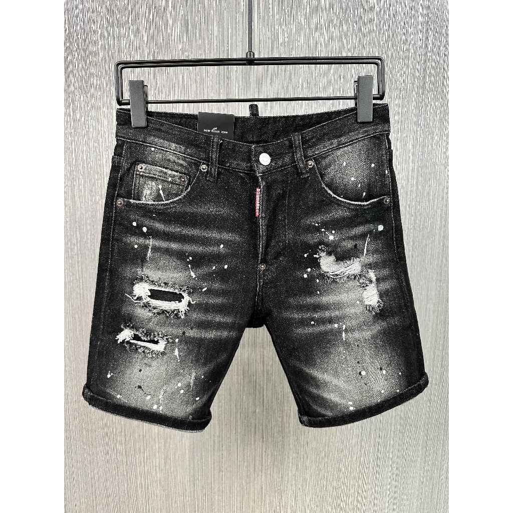 DSQUARED2 Celana Pendek Denim Pria Robek Retro Merek Trendi Eropa dan Amerika Celana Pendek Kasual R
