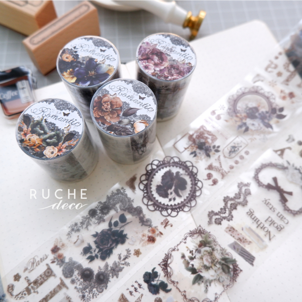 

RUCHE DECO - PET Adhesive Roll - DARK LACE - Decorative Tape / Washi Tape