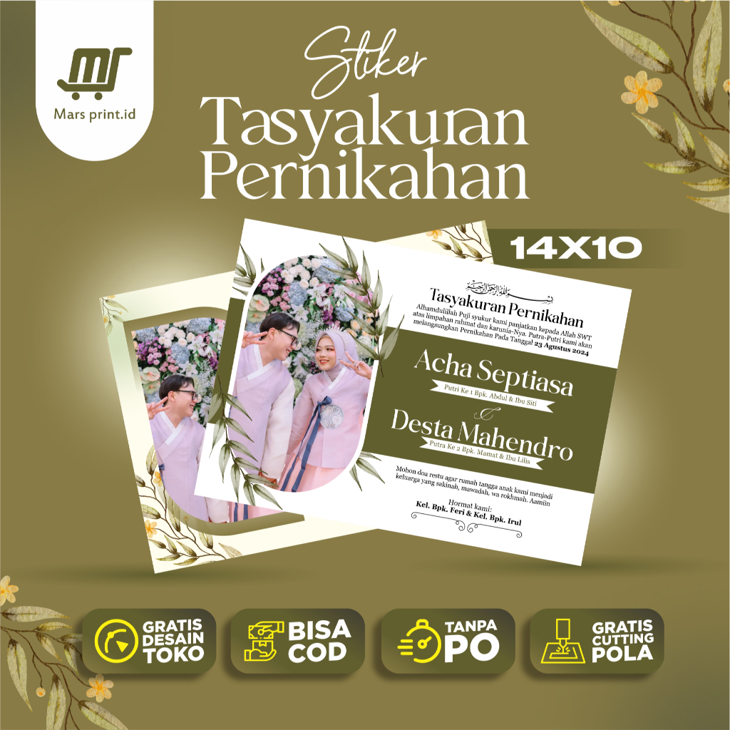 

Stiker Tasyakuran Pernikahan Custom Foto Ukuran 14x10cm