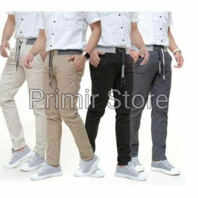CELANA ChINOS PANJANG PRIA PINGGANG KARET RIP COLOR