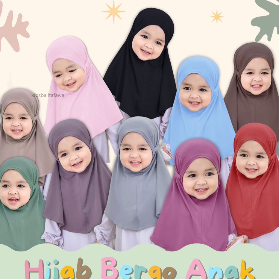 XG34448 Jilbab Aisha uk 5 tahun  Hijab Bergo Anak Perempuan Polos Jersey Premium Kerudung Lebaran Ba