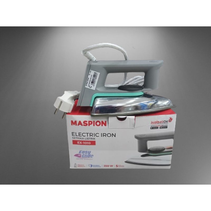 Setrika Maspion Ex-1010 exclusive original, warna Abu-abu/stainless, setrika uap