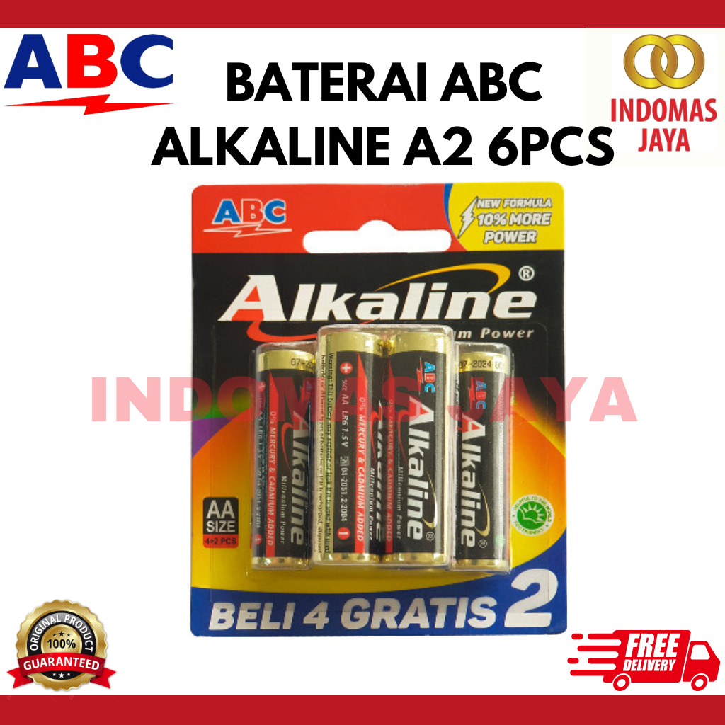 BATERAI BATRAI ABC ALKALINE AA A2 AAA A3 PAKET 6 BUAH 6 PCS BATTERY AA ALKALINE