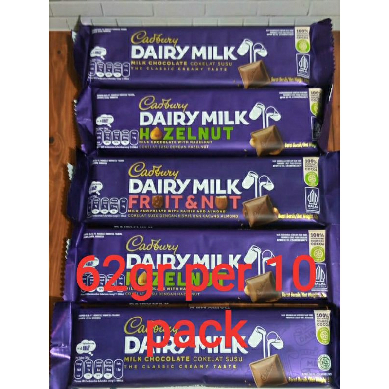 

PAKET CADBURY DAIRY MILK 62gr 10 pcs