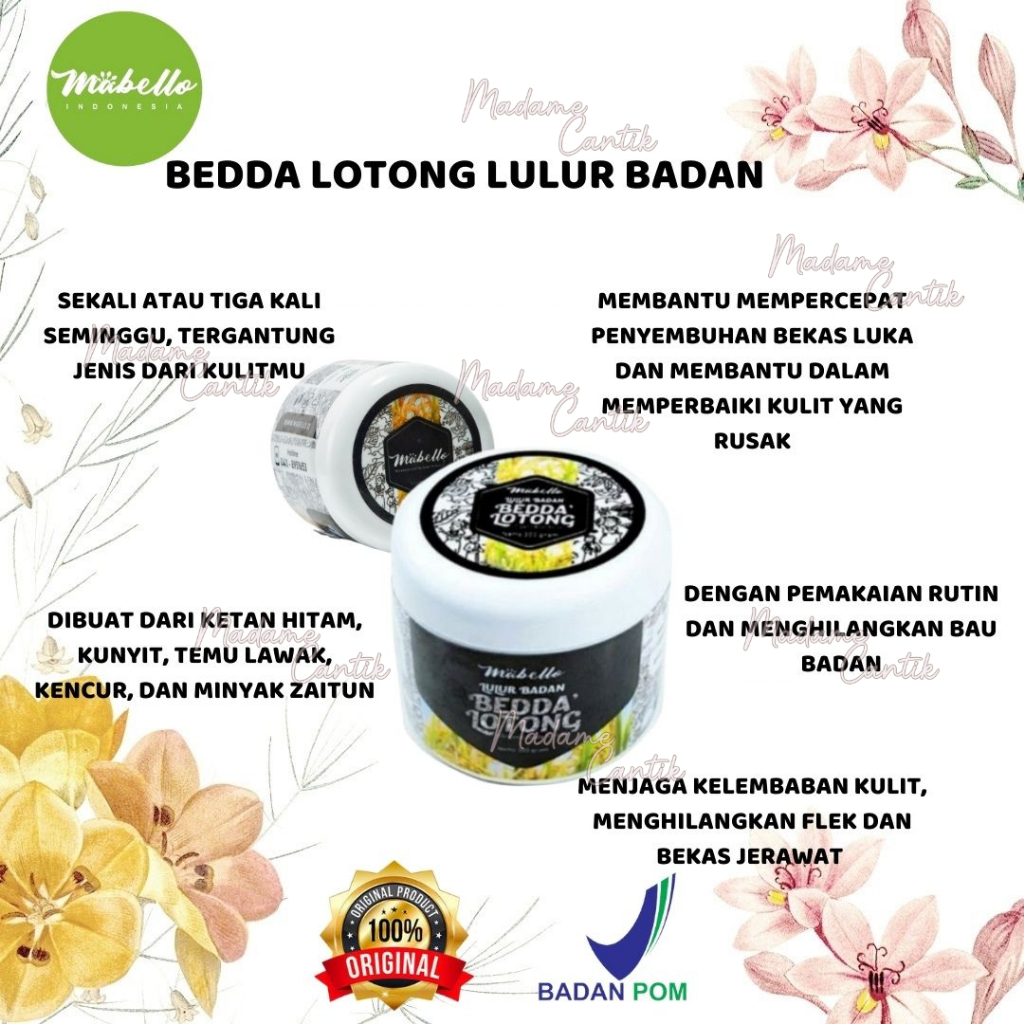 MADAME  MABELLO BEDDA LOTONG LULUR BADAN - LULUR HITAM 300GR