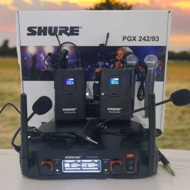 Mic Wireless Shure 2 jepit 2 bando Mikrofon pgx 242/93 Mikrofon Shure