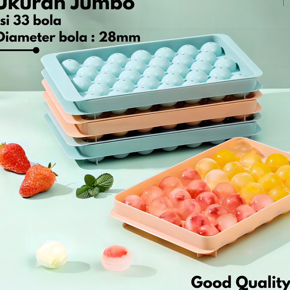 New Stock Cetakan Es Batu Bulat 33 Lubang Diameter Kecil  Round Ice Cube Tray  Cetakan Agar Cetakan 