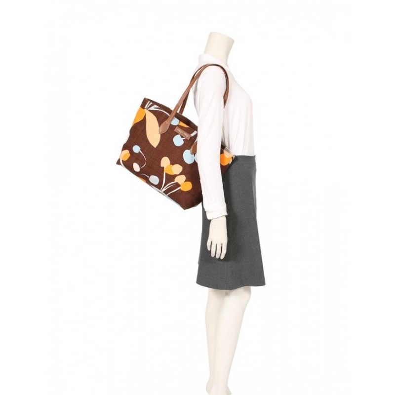 MIU MIU Tropical Pattern Casual Tote Bag Brown Multicolor [Authentic International Guaranty]