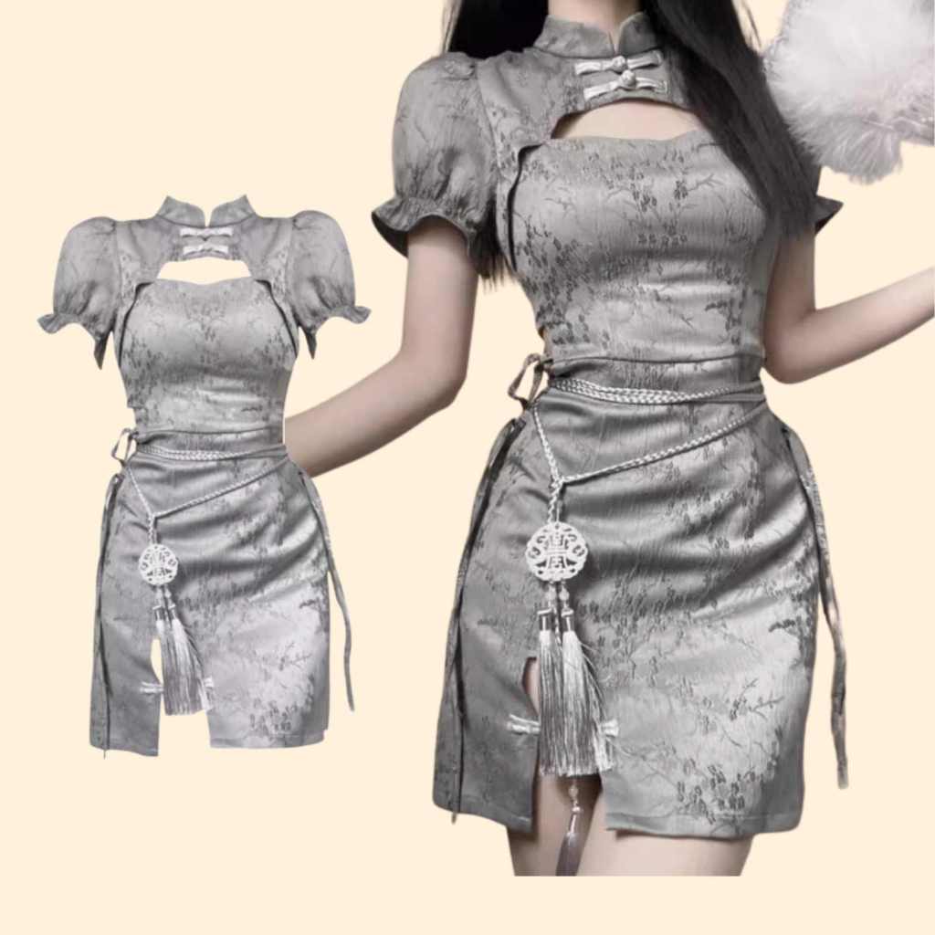 Silver Modern Cheongsam
