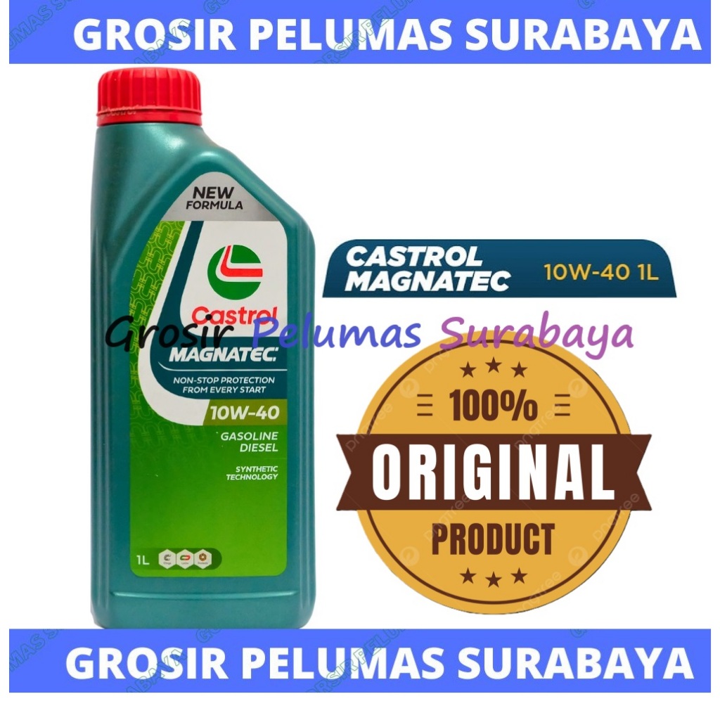 Oli ORIGINAL Castrol Magnatec 10w-40 10W 40 10w/40 Bensin / Diesel BOTOL 1ltr 1 Liter
