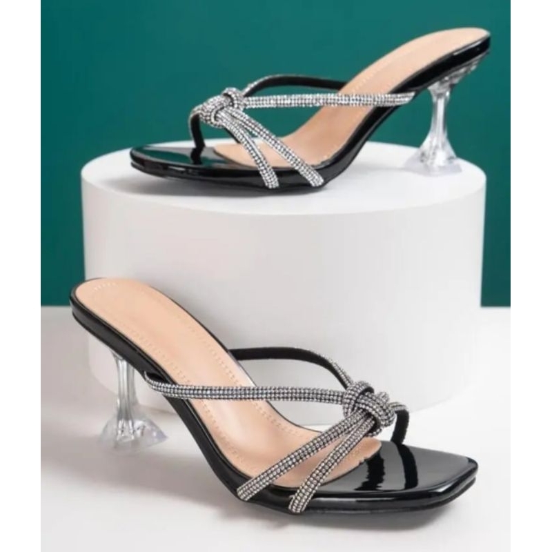 Sepatu Sendal High Heels ZARA hak kaca setiletto 7cm jelly mutiara import