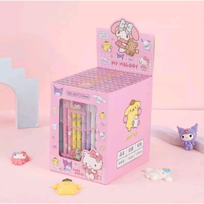 

Pulpen Gel Hapus Katakter Sanrio 12 Pcs/ Pulpen Erasable 1 set isi 12 Pcs