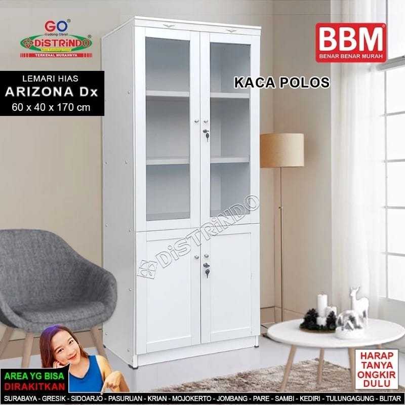Bufet Lemari Hias Etalase Pintu Kaca + 2 Kunci Serbaguna Untuk Tas, Kosmetik, Konfeksi