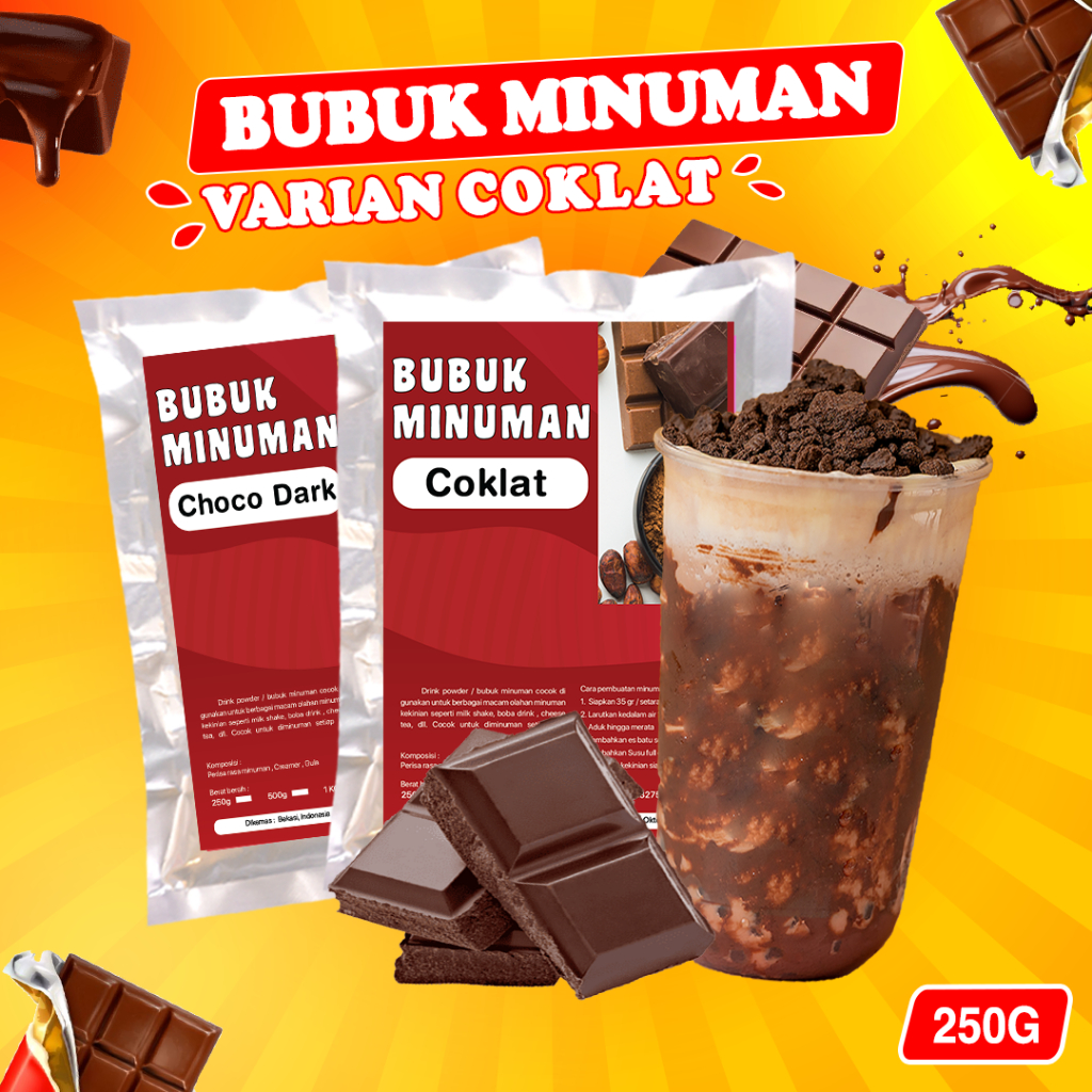 

BUBUK MINUMAN RASA 250G / SERBUK MINUMAN VARIAN COKLAT 250G / BUBUK MINUMAN ANEKA VARIAN COKLAT 250G