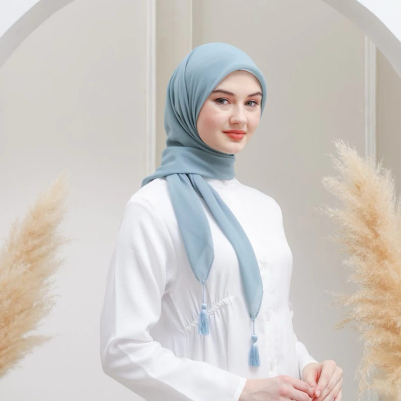 segi empat paris tassel||hijab segi empat tassel polos