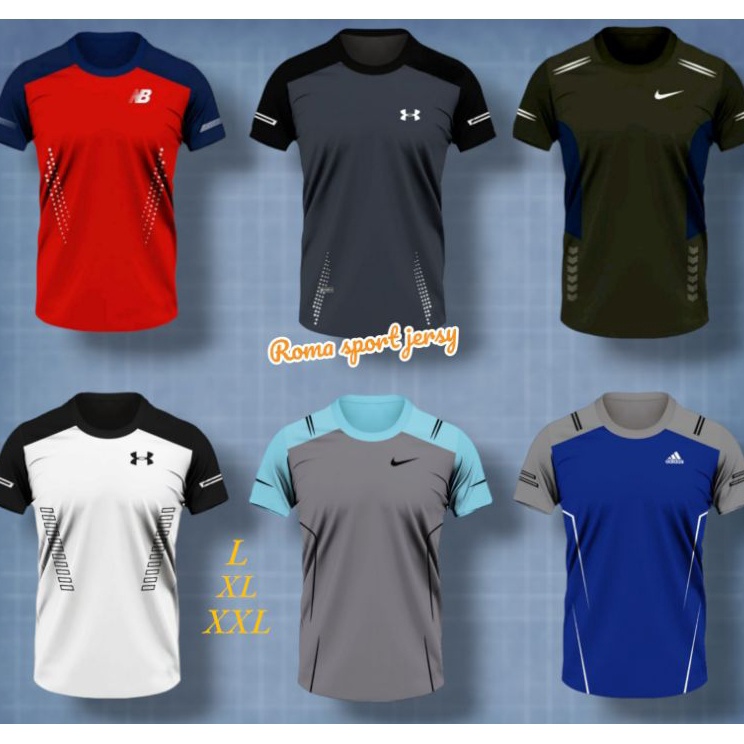 Murah Terkeren  KAOS GYM IMPORT KAOS RUNNING BAJU BOLA OLAHRAGA PRIA DEWASA BAJU VOLI KAOS BADMINTON
