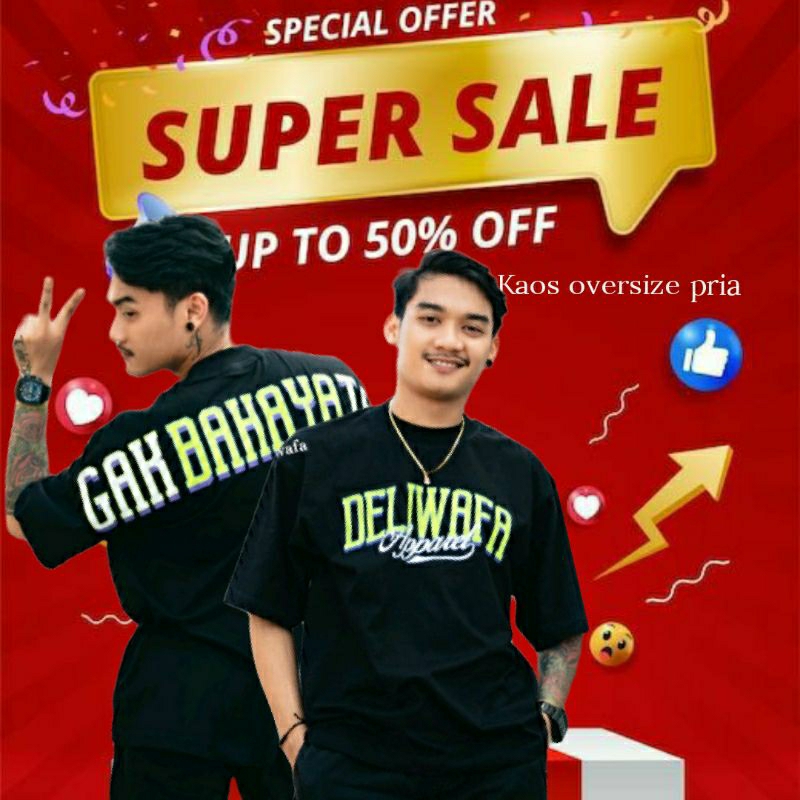 kaos oversize deliwafa gak bahaya tah warna hitam