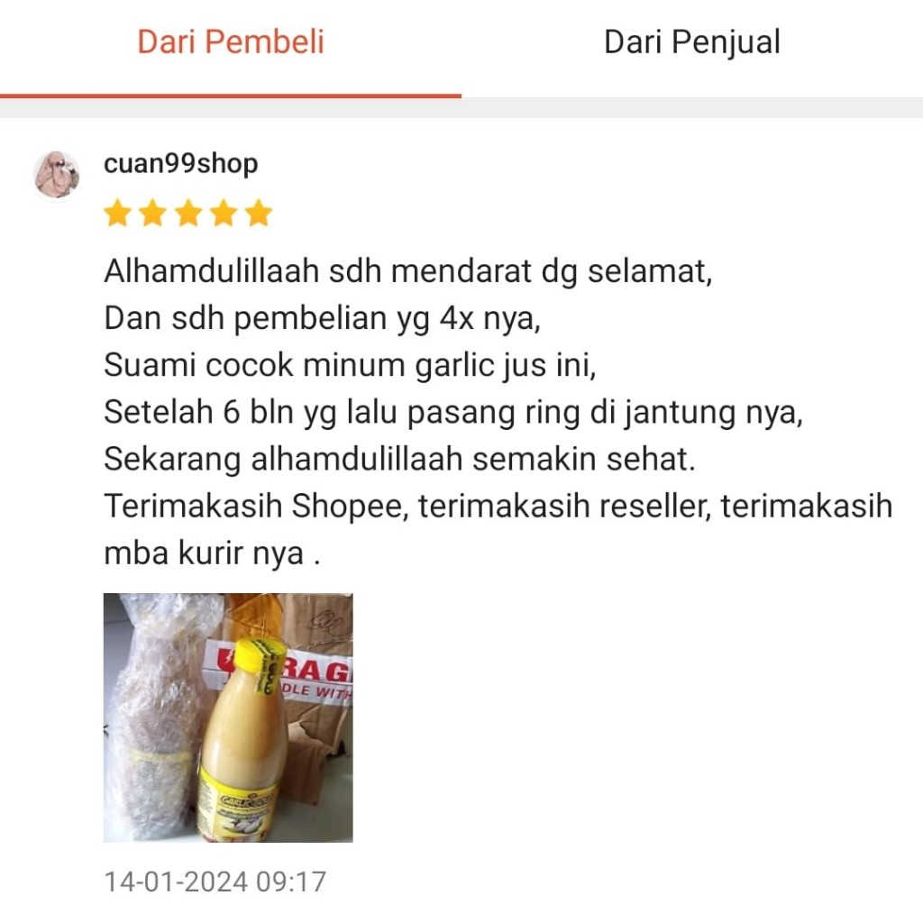 

Ay00! GARLIC GOLD JUS JAHE MERAH MADU MURNI LEMON BAWANG PUTIH TUNGGAL CUKA APEL - MANJUR BERKHASIAT