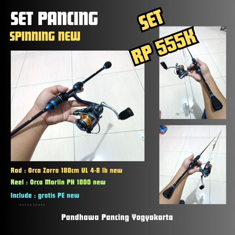 Set Pancing UL Spinning Casting Rod Orca Zorro dan Reel Orca Marlin PH
