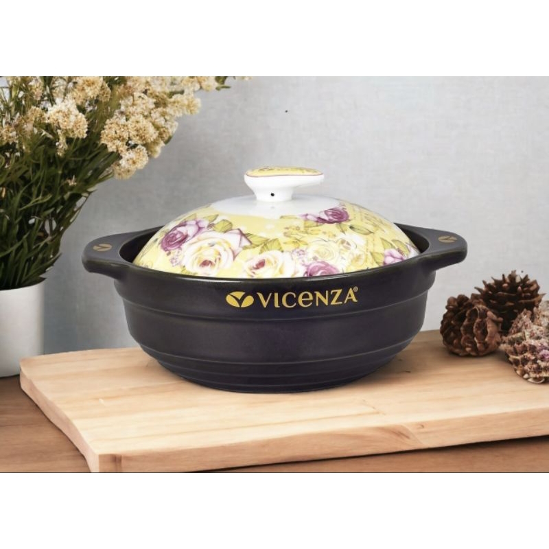 Mangkuk Sapo Vicenza dengan Tutup Ba900 motif Mawar jaga makanan tahan lama dan hangat, alat saji ta