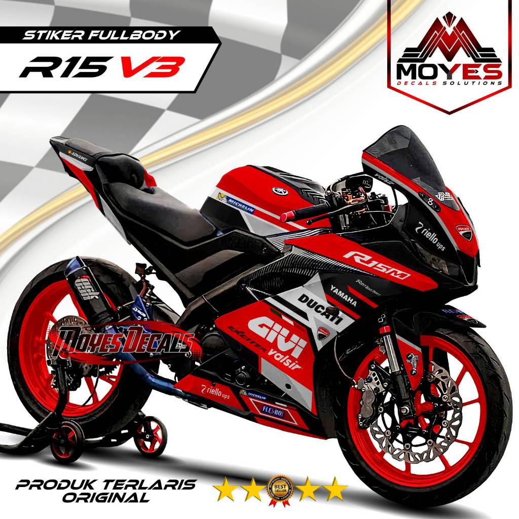 Decal R15 V3 Fullbody Livery Racing Stiker Motor R15 V3 Fullbody Decal Yamaha V3 Full Body 2017 2018