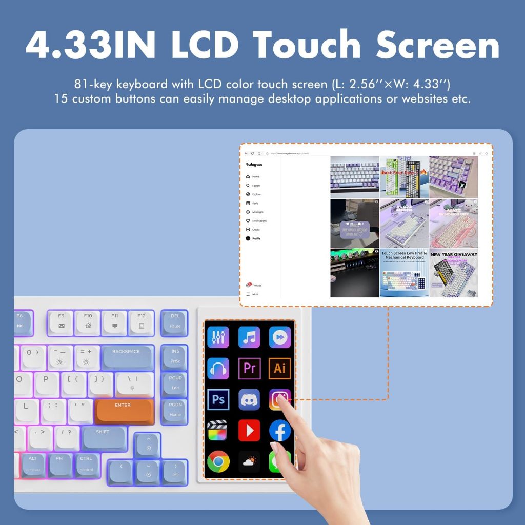 Keyboard Stream Deck Macropad Dumpad Mechanical RGB LCD Touchscreen LED Shortcut Key Gaming Custom S