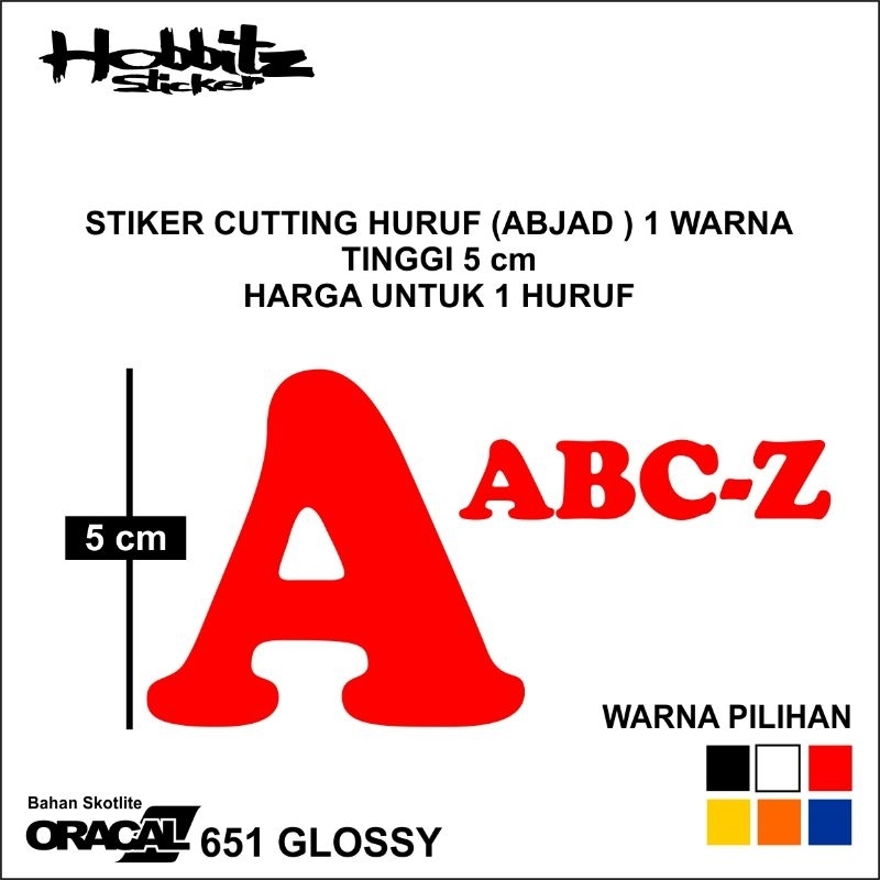 

STIKER STICKER CUTTING HURUF SATUAN TINGGI 5 CM BAHAN PREMIUM