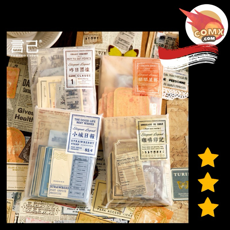 

COMX Journamm 100pcs/pack Vintage Memo Paper Kit DIY Scrapbooking Perlengkapan Sekolah Junk Journal Kolase Album Foto Aesth Notes