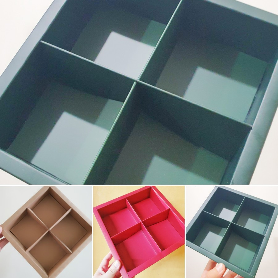 

( 5 Pcs ) Kotak Hampers Sekat Isi 4 Tempat Packaging Kue Eggtart bakpao fruitpie Brownies