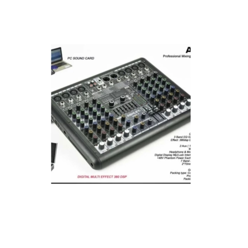 AUDIO MIXER ASHLEY 8 CHANNEL SMR 8 USB BLOOTOTH RECORDING