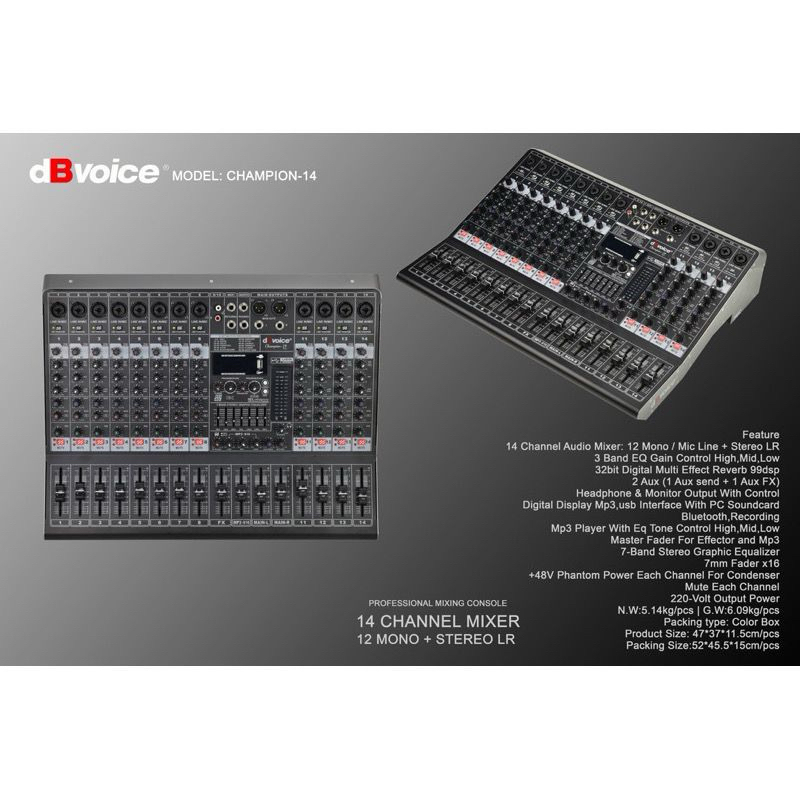 Mixer dB Voice Champion 14 Original 14 Channel dbvoice Champion14