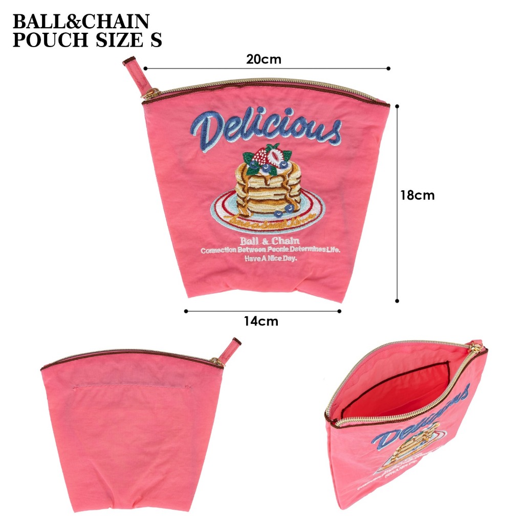 Pouch Ball Chain Bahan Kain Sulam Dompet Kosmetik Wanita Korea Tas Viral