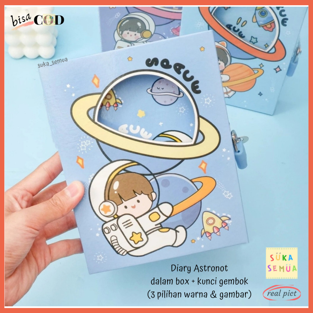 

Buku Diary ASTRONOT dalam box + kunci gembok // Astronaut Space Journal cocok untuk anak laki cowok