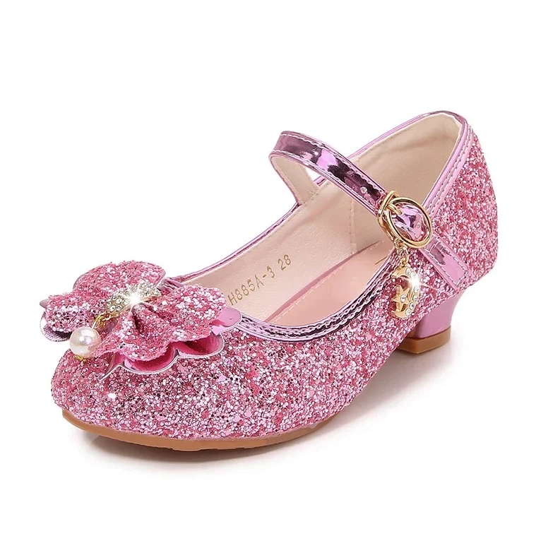 ART S26X Sepatu Kulit Anak Perempuan Sepatu Kulit Anak Perempuan Hak Tinggi Berpayet Sepatu Siswa An