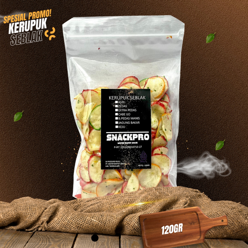 

120gr Kerupuk Seblak Pedas Gurih Daun Jeruk - Misterbantet Snackpro