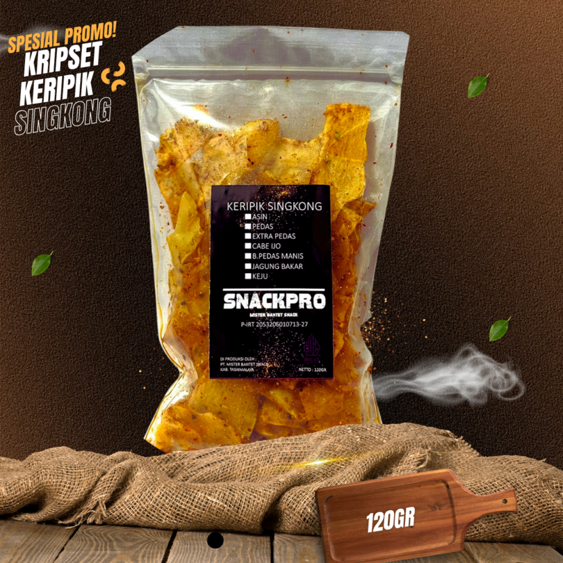 

120gr KRIPSET Keripik Singkong Kriwil Pedas Jeruk - Misterbantet Snackpro