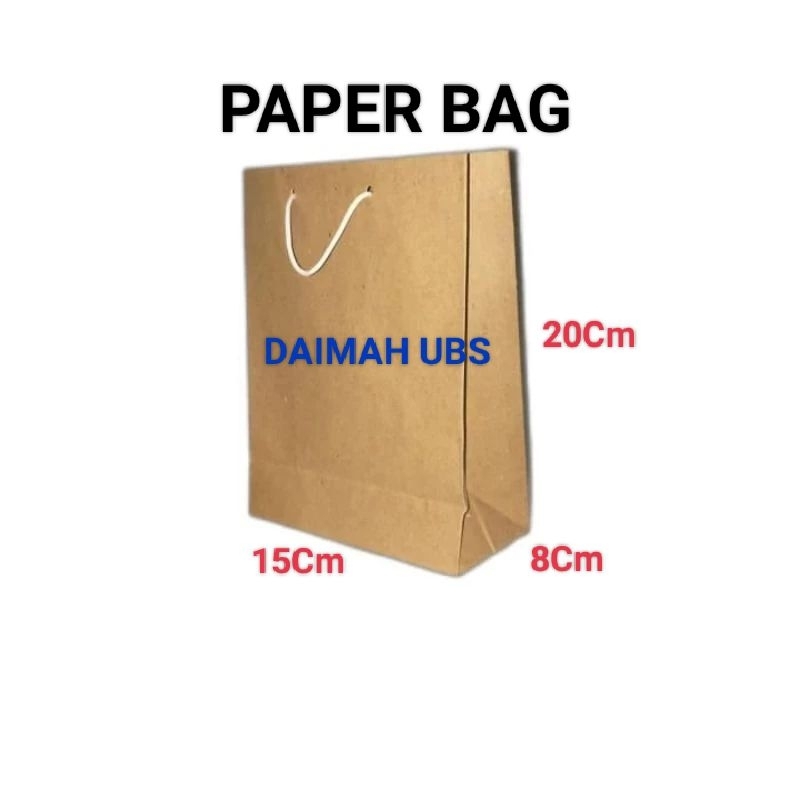 

Paper bag 15x20x8 polos coklat, paper bag 12pcs craft coklat, goodybag, Tas Kertas Coklat Polos.