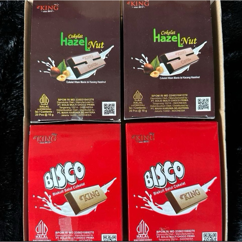 

Coklat Mix Isi 1 Dus 80 Batang D'king Coklat 2 bisko+ hajelnut 2……..(hazelnut)