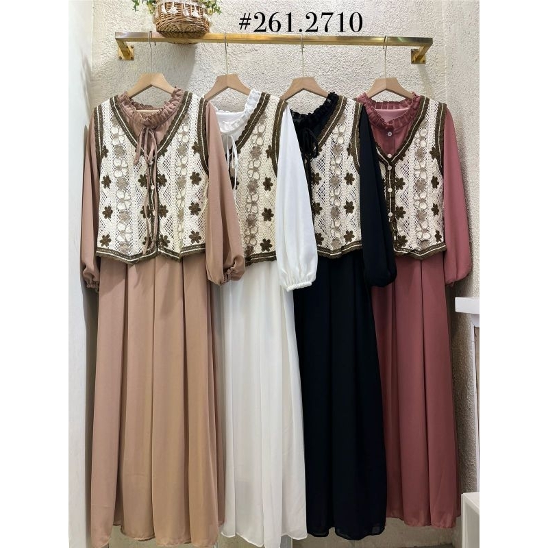 Gamis Dress Yuna series Dubai Rompi Rajut