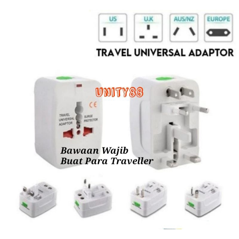 Travel Universal Adaptor Internasional Colokan Listrik Multi Konversi US UK Eropah Aus/NZ Jepang Tai